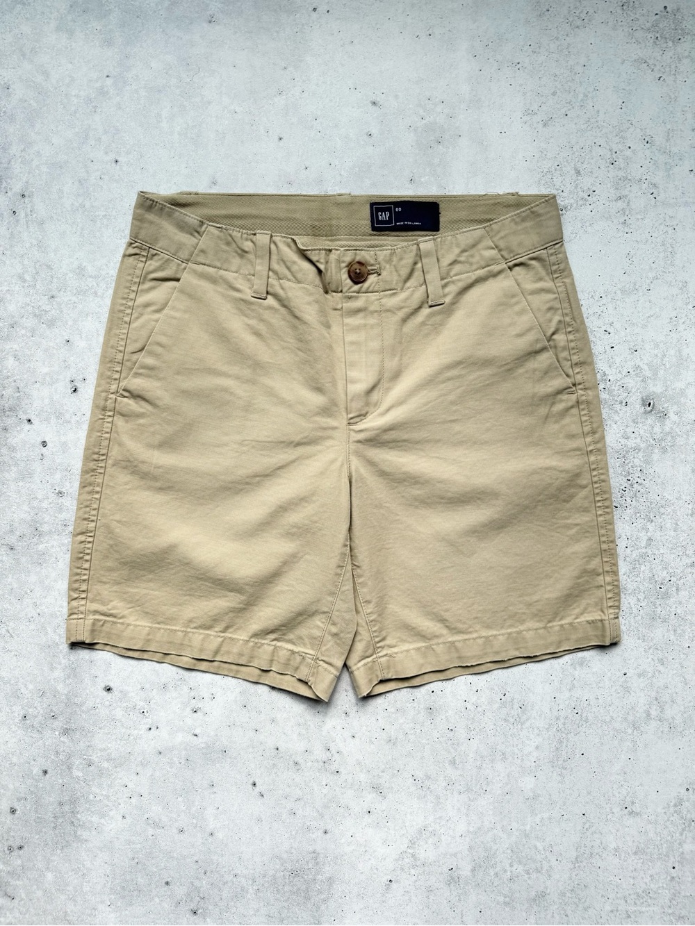 GAP Mid Rise Chino Shorts 00 Khaki Cotton‎ Twill Classic Fit Flat Front Casual